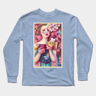 Enchanting and dreamy Flower girl drink Tea Long Sleeve T-Shirt